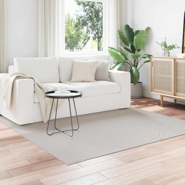 vidaXL Tapis de surface Carr&eacute; PALMERAS Cr&egrave;me 120 x 120 cm Polyester