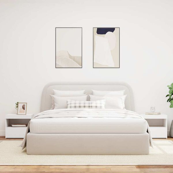 vidaXL Tables de chevet avec lumi&egrave;res LED 2 pcs blanc 50x40x45 cm