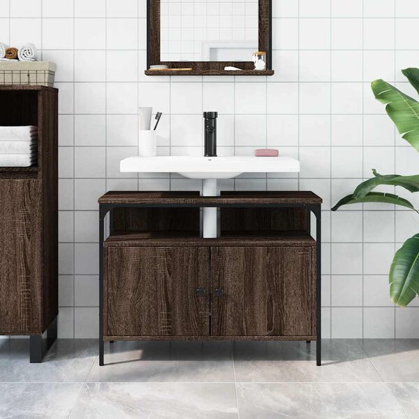 vidaXL Armoire lavabo de salle de bain chêne marron 80x30x60 cm