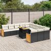 vidaXL Salon de jardin 11 pcs avec coussins noir r&eacute;sine tress&eacute;e