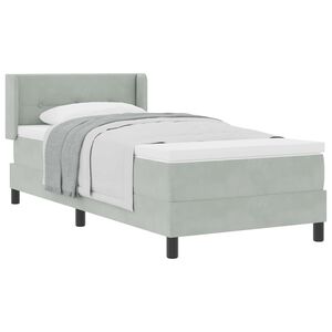 vidaXL Lit &agrave; ressorts avec t&ecirc;te de lit Gris clair 200 x 80 cm Velours