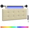vidaXL T&ecirc;te de lit suspendue Avec lumi&egrave;re LED Cr&egrave;me Simili cuir