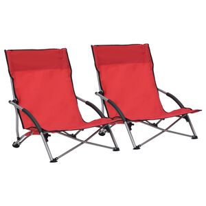 vidaXL Chaises pliantes 2 pi&egrave;ces en tissu rouge