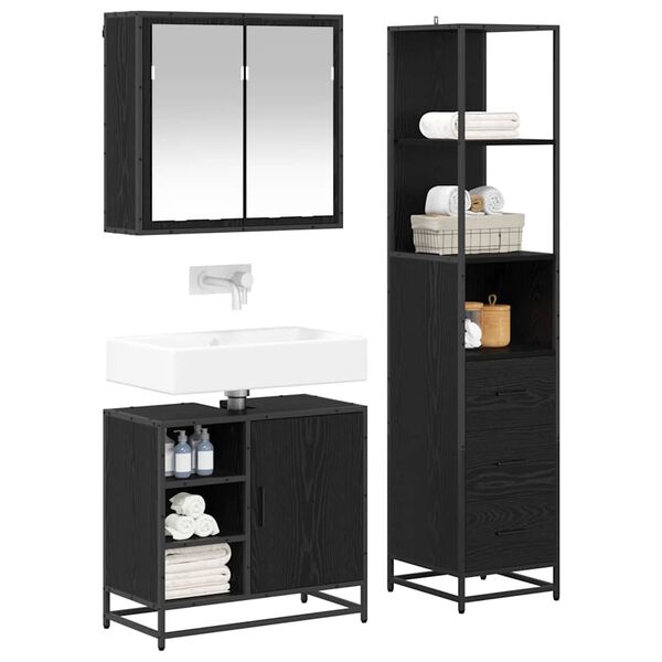 vidaXL Ensemble de mobilier de salle de bain 3 pcs Chêne noir