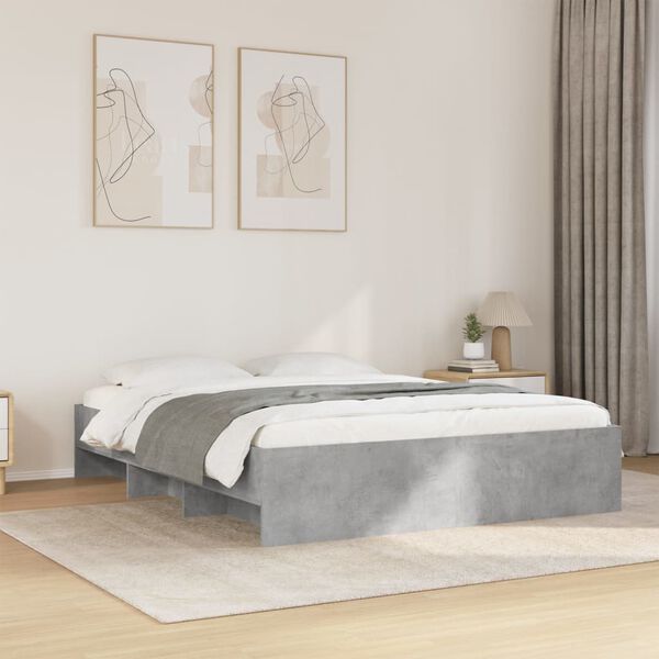 vidaXL Cadre de lit sans matelas gris b&eacute;ton 150x200 cm bois ing&eacute;nierie