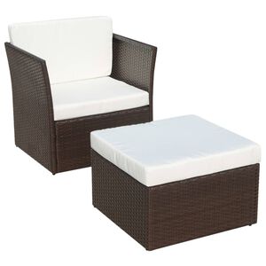 vidaXL Chaise de jardin avec tabouret Marron Résine tressée