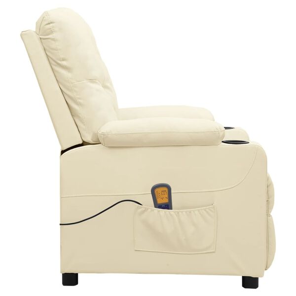 vidaXL Fauteuil de massage Cr&egrave;me Similicuir
