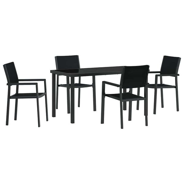 vidaXL Ensemble de salle &agrave; manger pour jardin 5 pcs Noir