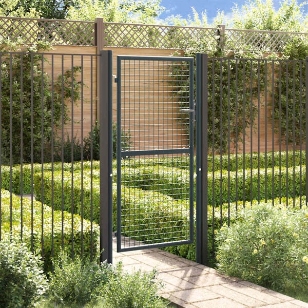 vidaXL Portail de jardin grillagé en acier galvanisé gris 100 x 175 cm