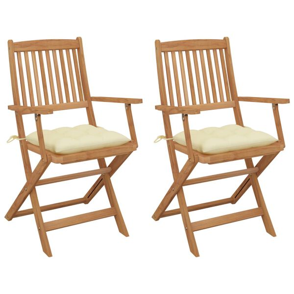 vidaXL Chaises pliables de jardin lot de 2 avec coussins Bois d'acacia