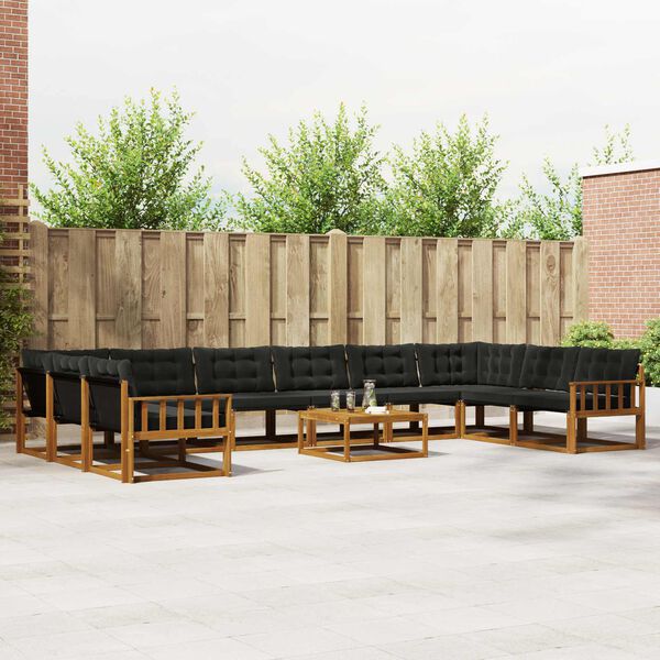 vidaXL Ensemble de canap&eacute;s d'ext&eacute;rieur 11 pcs Naturel et Noir