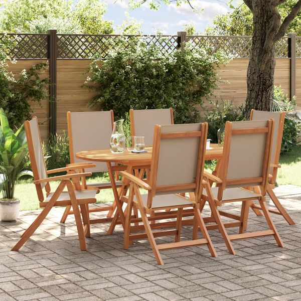 vidaXL Ensemble à Manger de jardin 7pcs bois d'acacia solide textilène