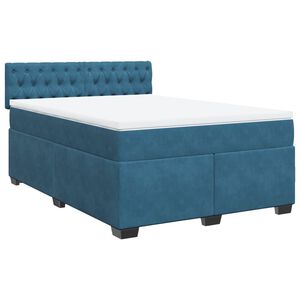 vidaXL Sommier &agrave; lattes de lit et matelas Bleu fonc&eacute; 140x190cm Velours