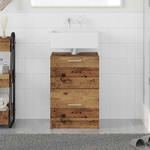 vidaXL Cabinet de salle de bain avec porte Bois Ancien 40 x 37 x 59 cm
