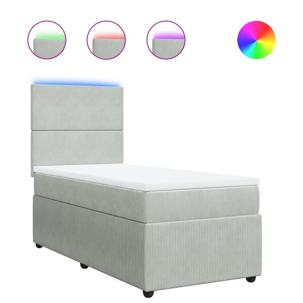 vidaXL Sommier &agrave; lattes de lit et matelas Gris clair 90x190 cm Velours