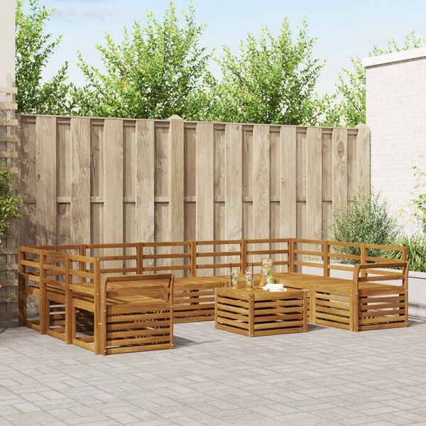 vidaXL Ensembles de canap&eacute;s 10 pcs Naturel Bois d'Acacia Massif