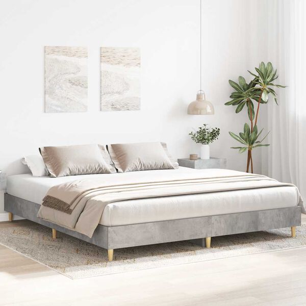 vidaXL Cadre de lit sans matelas gris b&eacute;ton 200x200 cm bois ing&eacute;nierie