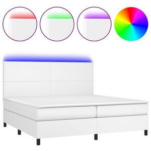 vidaXL Sommier &agrave; lattes de lit avec matelas et LED Blanc 200x200 cm