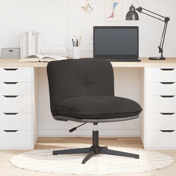 vidaXL Chaise pivotante de bureau gris fonc&eacute; boucl&eacute; comme laine tissu