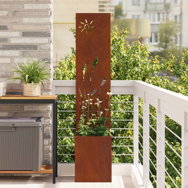 vidaXL &Eacute;cran de confidentialit&eacute; de jardin Fretwork Rouill&eacute; 32 x 140 cm