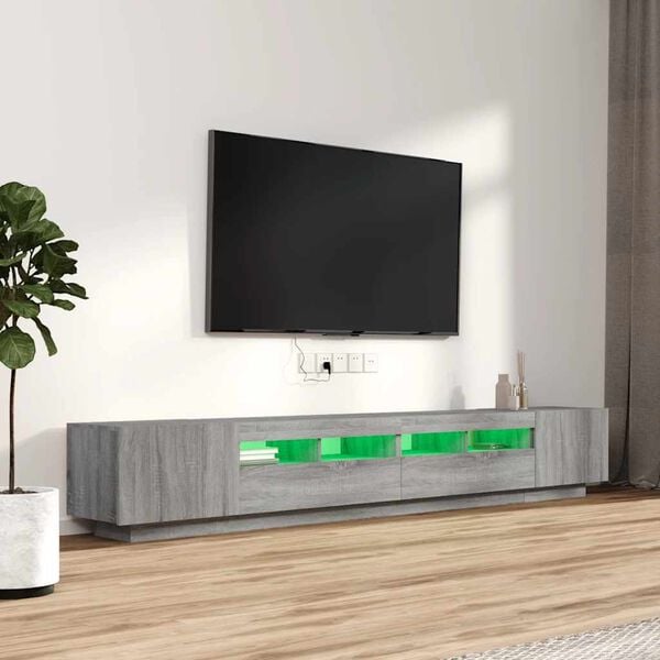 vidaXL Ensemble de meubles TV avec lumi&egrave;res LED 3 pcs Sonoma gris