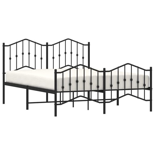 vidaXL Cadre de lit m&eacute;tal sans matelas avec pied de lit noir 140x200cm