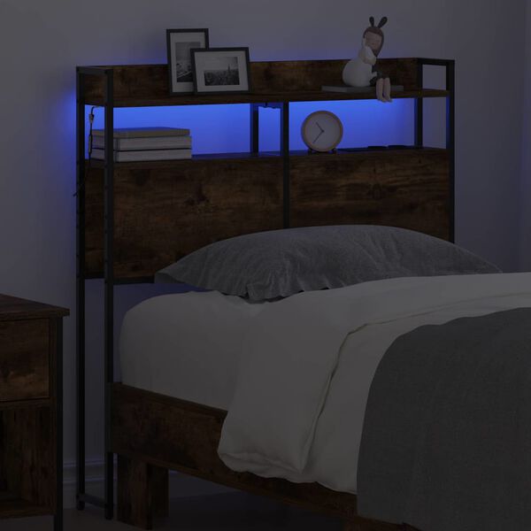 vidaXL T&ecirc;te de lit de rangement Ch&ecirc;ne fum&eacute; 75 cm Bois d'ing&eacute;nierie