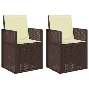 vidaXL Chaises de jardin salle &agrave; manger 2 pc Marron et cr&egrave;me PP