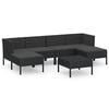 vidaXL Salon de jardin 7 pcs avec coussins R&eacute;sine tress&eacute;e Noir