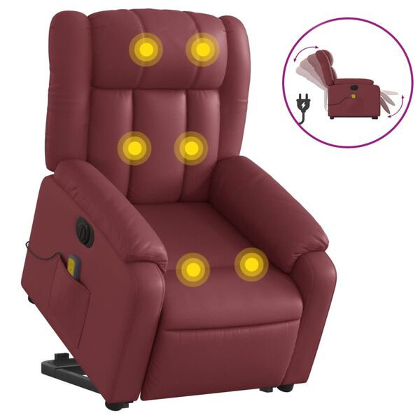 vidaXL Fauteuil inclinable de massage &eacute;lectrique rouge bordeaux