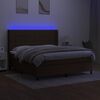 vidaXL Sommier &agrave; lattes de lit matelas et LED Marron fonc&eacute; 160x200 cm