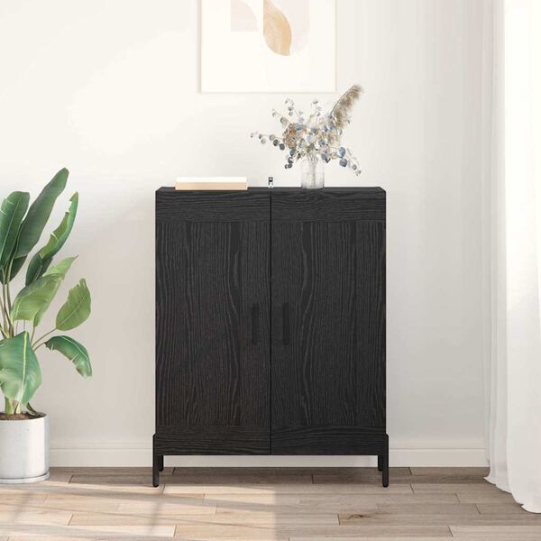 vidaXL Buffet Ch&ecirc;ne noir 69,5 x 34 x 90 cm Bois d'ing&eacute;nierie et fer