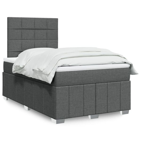 vidaXL Sommier &agrave; lattes de lit avec matelas gris fonc&eacute; 120x190cm tissu
