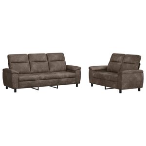 vidaXL Ensemble de Canap&eacute;s 2 pcs Gris fonc&eacute; Simili daim