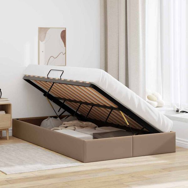 vidaXL Lit de Rangement avec matelas Cappuccino 120 x 190 cm Faux cuir