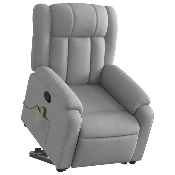 vidaXL Fauteuil de massage inclinable Gris clair Tissu