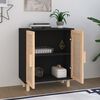 vidaXL Buffet Noir 60x30x70 cm Bois de pin massif et rotin naturel