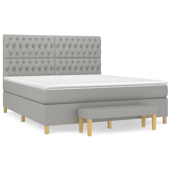 vidaXL Sommier &agrave; lattes de lit avec matelas Gris clair 180x200cm Tissu
