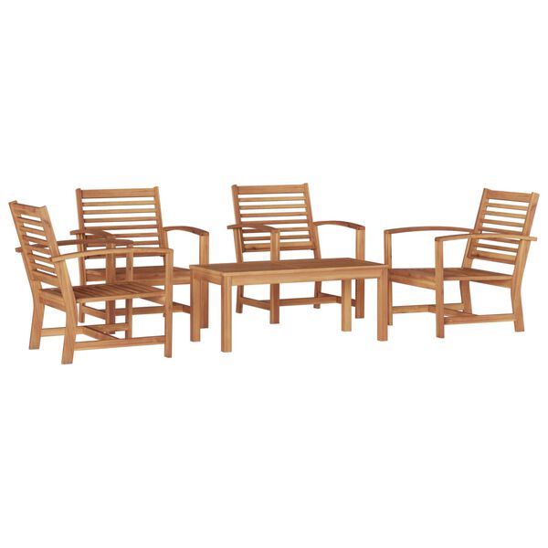 vidaXL Ensemble de canap&eacute; de jardin 5 pcs Naturel Bois de teck massif