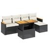 vidaXL Salon de jardin 6 pcs avec coussins noir r&eacute;sine tress&eacute;e