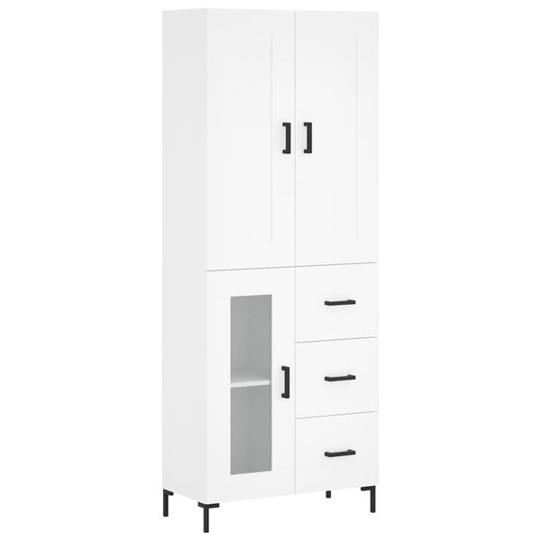 vidaXL Buffet haut Blanc 69,5x34x180 cm Bois d'ing&eacute;nierie