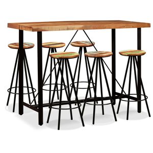 vidaXL Ensemble de bar 7 pcs Bois d'acacia massif et de r&eacute;cup&eacute;ration