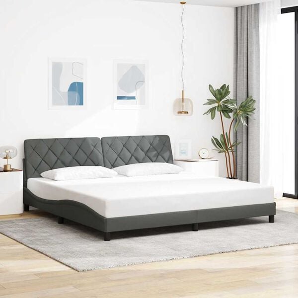 vidaXL Cadre de lit sans matelas gris fonc&eacute; 200x200 cm tissu