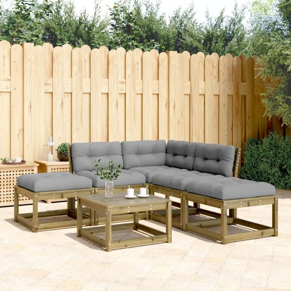 vidaXL Salon de jardin 5 pcs avec coussins bois de pin impr&eacute;gn&eacute;