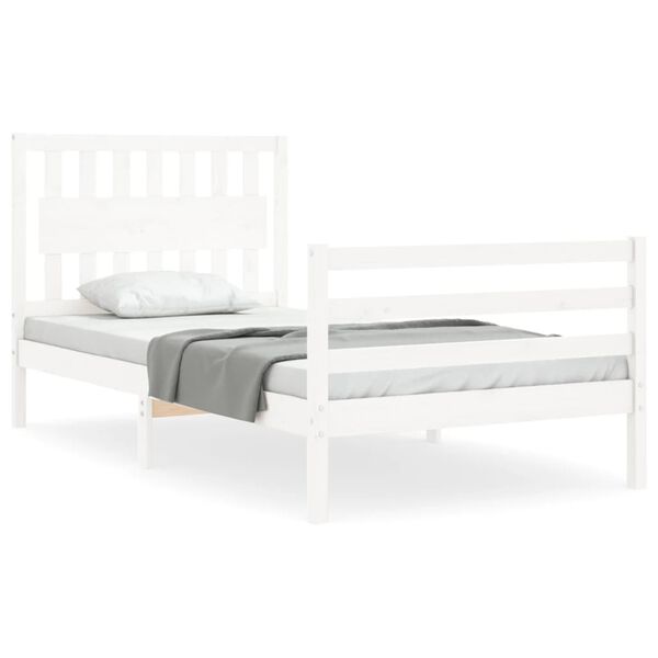 vidaXL Cadre de lit sans matelas blanc 100x200 cm bois massif