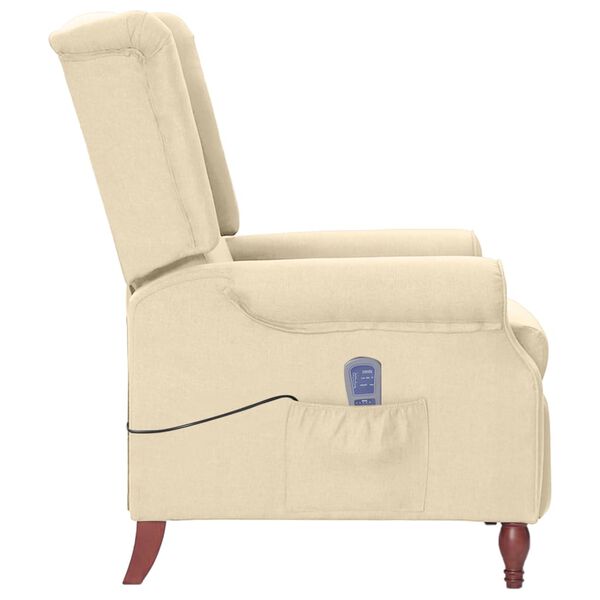 vidaXL Fauteuil de massage inclinable Crème Tissu