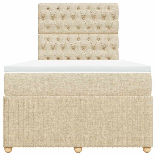 vidaXL Sommier &agrave; lattes de lit avec matelas cr&egrave;me 120x190 cm tissu