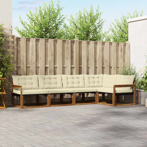 vidaXL Ensemble de canap&eacute;s d'ext&eacute;rieur 5 pcs Naturel et Cr&egrave;me