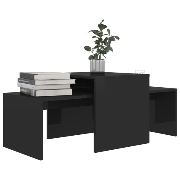 vidaXL Ensemble de tables basses Noir brillant bois d’ingénierie