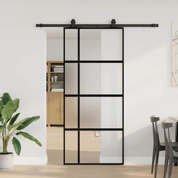 vidaXL Porte coulissante avec kit de quincaillerie noir 90x205 cm